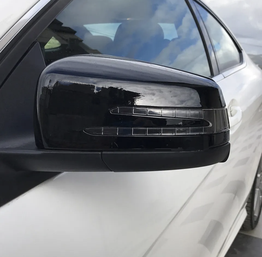 Glossy black mirror caps for Mercedes CLA C117 (2014 to 2018)