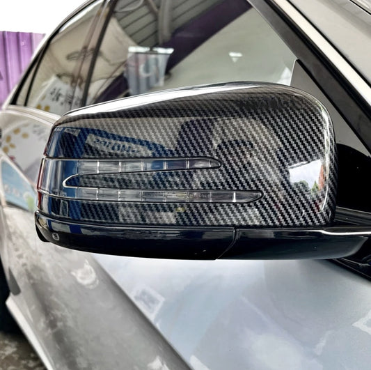 Carbon look mirror caps for Mercedes C-Class W204 (2007 to 2014)