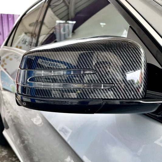 Carbon look mirror caps for Mercedes CLA C117 (2014 to 2018)