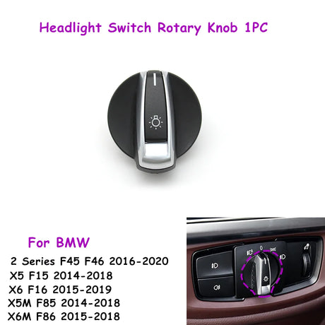 Headlight Switch Knob & Fog Light Buttons For BMW X5 F15 & X6 F16 - 2014 to 2019 BMW > Replacement Buttons Euro Premium Parts Headlight rotary knob