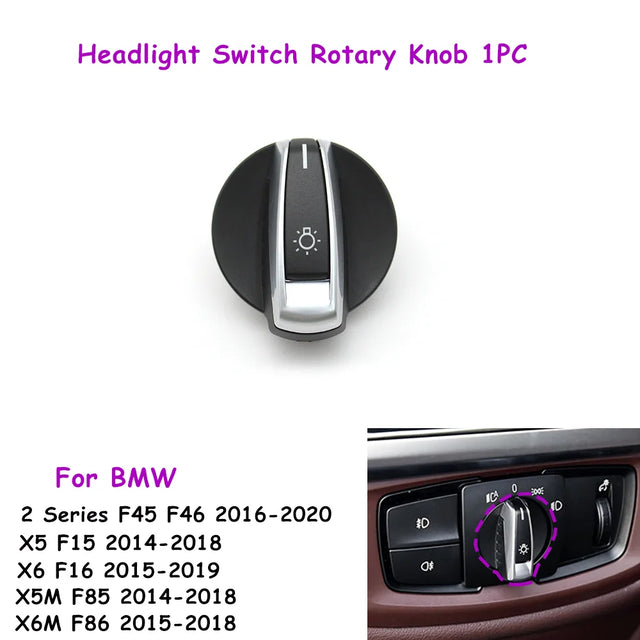 Headlight Switch Knob & Fog Light Buttons For BMW X5 F15 & X6 F16 - 2014 to 2019 BMW > Replacement Buttons Euro Premium Parts Headlight rotary knob