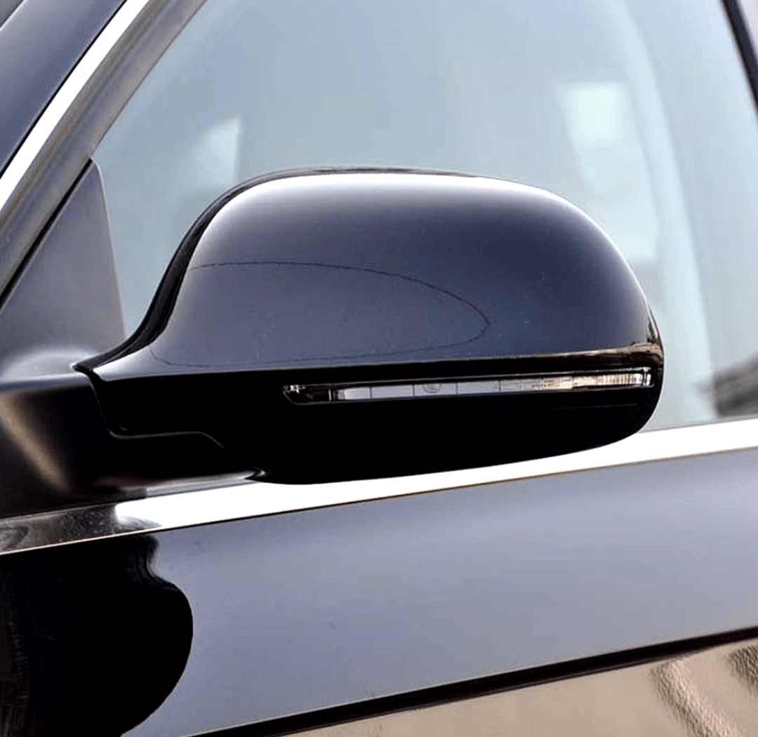 Glossy black mirror caps for Audi A6 C6 (2008 to 2010)