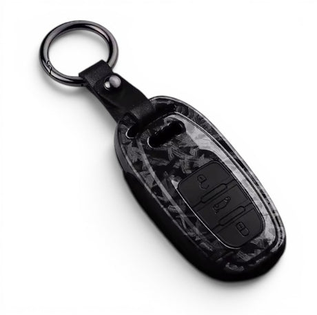 Carbon-Look Audi Key Case and Key Chain – Protective Key Fob Cover Euro Premium Parts Forged Carbon In-line (Short Key)