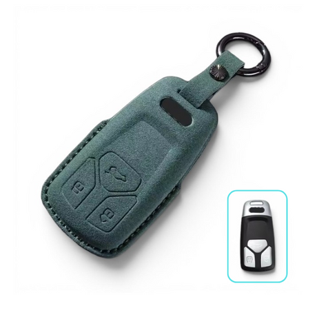 Alcantara Audi Key Case and Key Chain – Protective Key Fob Cover Euro Premium Parts Green Triangle