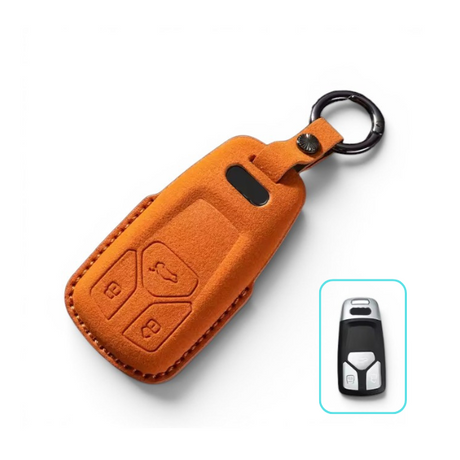 Alcantara Audi Key Case and Key Chain – Protective Key Fob Cover Euro Premium Parts Orange Triangle