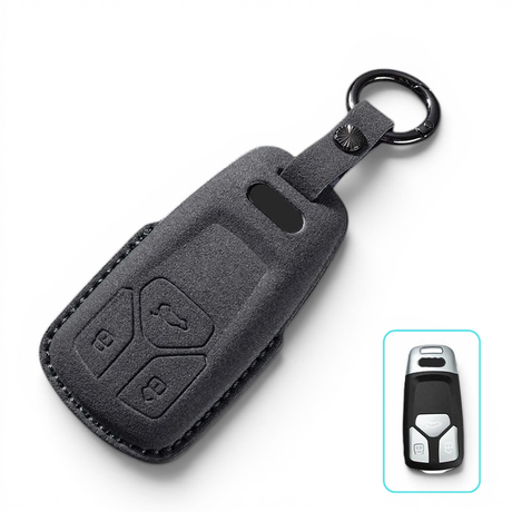 Alcantara Audi Key Case and Key Chain – Protective Key Fob Cover Euro Premium Parts Black Triangle