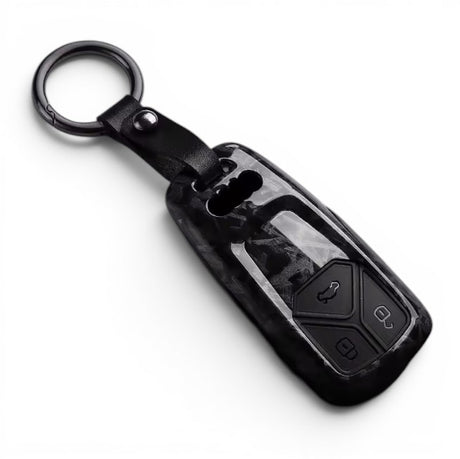 Carbon-Look Audi Key Case and Key Chain – Protective Key Fob Cover Euro Premium Parts Forged Carbon Triangle