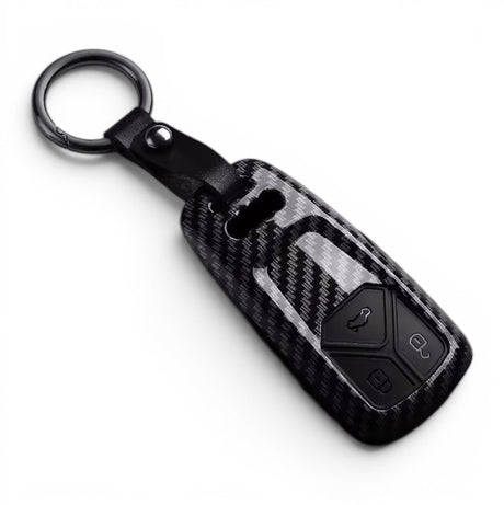 Carbon-Look Audi Key Case and Key Chain – Protective Key Fob Cover Euro Premium Parts Carbon Replica Triangle