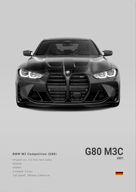 BMW M3 Competition G80 car poster | Wall Art for your interior decoration