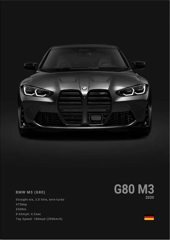 BMW M3 Competition G80 car poster | Wall Art for your interior decoration