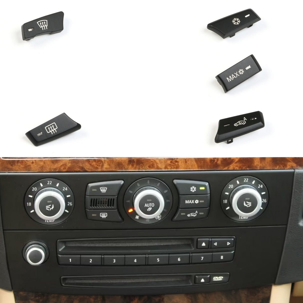 Radio And AC Buttons Knobs Replacement Kit for BMW 5 Series E60 E61 (2003 - 2010)
