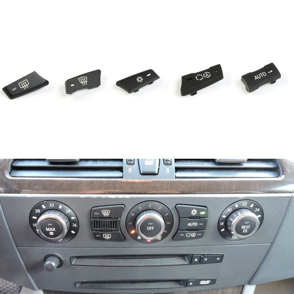 Radio And AC Buttons Knobs Replacement Kit for BMW 5 Series E60 E61 (2003 - 2010)