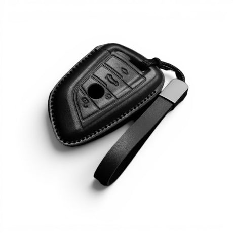 Leather BMW Key Case and Key Chain – Protective Key Fob Cover Euro Premium Parts Black Triangle Type