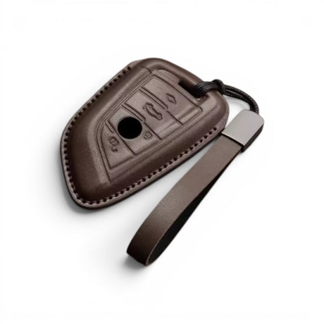 Leather BMW Key Case and Key Chain – Protective Key Fob Cover Euro Premium Parts Brown Triangle Type