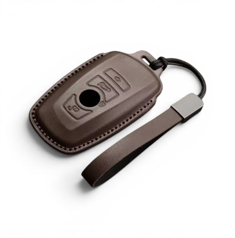 Leather BMW Key Case and Key Chain – Protective Key Fob Cover Euro Premium Parts Brown Square Type