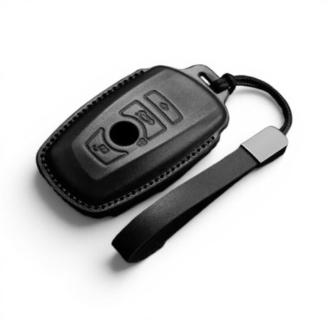 Leather BMW Key Case and Key Chain – Protective Key Fob Cover Euro Premium Parts Black Square Type