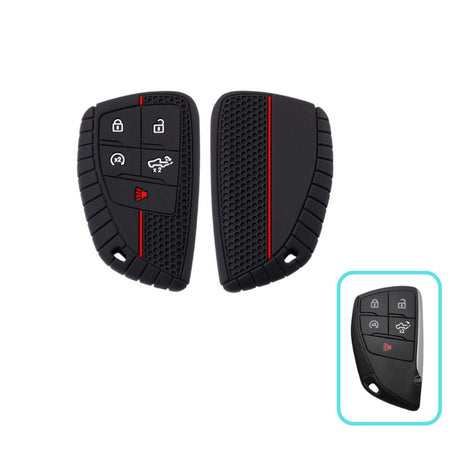 Silicon Chevrolet Key Case – Protective Key Fob Cover For Chevrolet Silverado Camaro Cruze Malibu Tahoe Key Cases Euro Premium Parts Type D: 5-Button Key