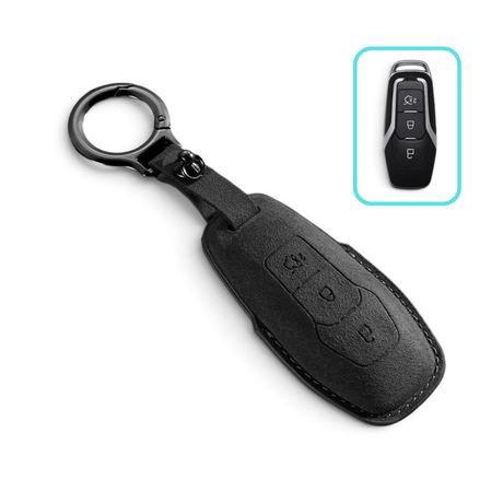 Alcantara Ford Key Case – Protective Key Fob Cover For Ford F150 F250 Fusion Focus Edge Mustang Key Cases Euro Premium Parts Type B (5 Buttons)