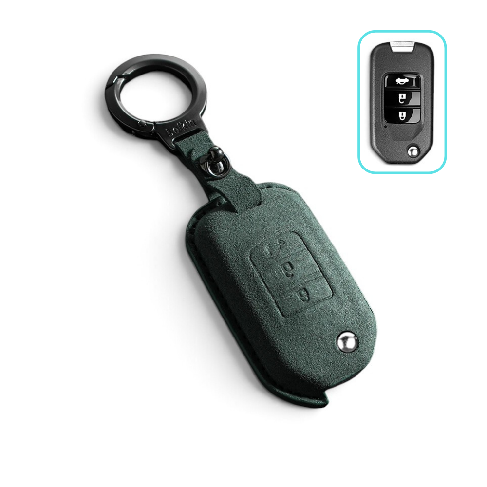 Alcantara Honda Key Case and Key Chain – Protective Key Fob Cover Civic Jazz Fit Odyssey Accord CR-V HR-V