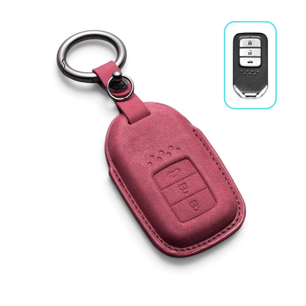 Alcantara Honda Key Case and Key Chain – Protective Key Fob Cover Civic Jazz Fit Odyssey Accord CR-V HR-V