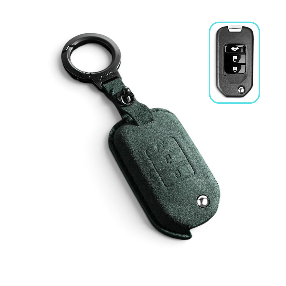 Alcantara Honda Key Case and Key Chain – Protective Key Fob Cover Civic Jazz Fit Odyssey Accord CR-V HR-V