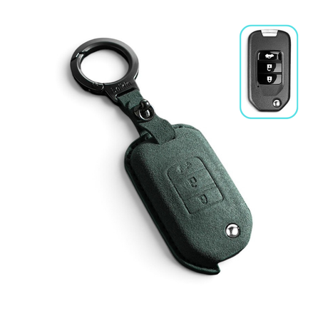 Alcantara Honda Key Case and Key Chain – Protective Key Fob Cover Civic Jazz Fit Odyssey Accord CR-V HR-V