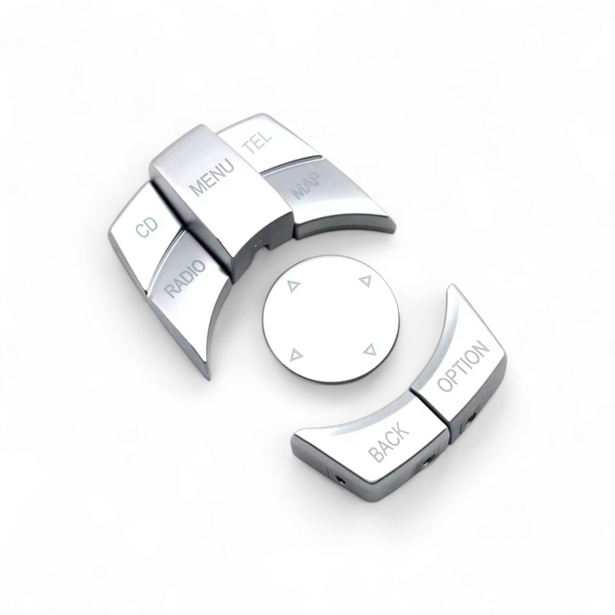 iDrive control buttons replacement kit for BMW 6 Series E63 (2004 - 2011) BMW Euro Premium Parts Silver Top left "CD", Bottom right "MAP"