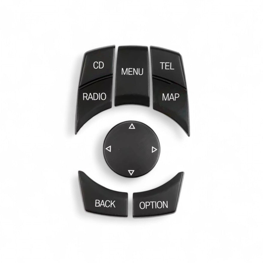 iDrive control buttons replacement kit for BMW 6 Series E63 (2004 - 2011) BMW Euro Premium Parts Black Top left "CD", Bottom right "MAP"