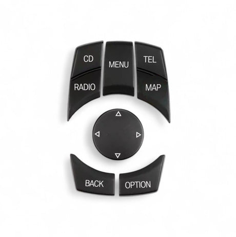 iDrive control buttons replacement kit for BMW 6 Series E63 (2004 - 2011) BMW Euro Premium Parts Black Top left "CD", Bottom right "MAP"
