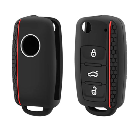 Silicon Volkswagen Key Case – Protective Key Fob Cover For VW Key Cases Euro Premium Parts Red Older Key