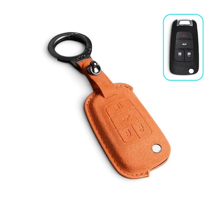 Alcantara Chevrolet Key Case and Key Chain – Protective Key Fob Cover Key Cases Euro Premium Parts Tan 4 Buttons