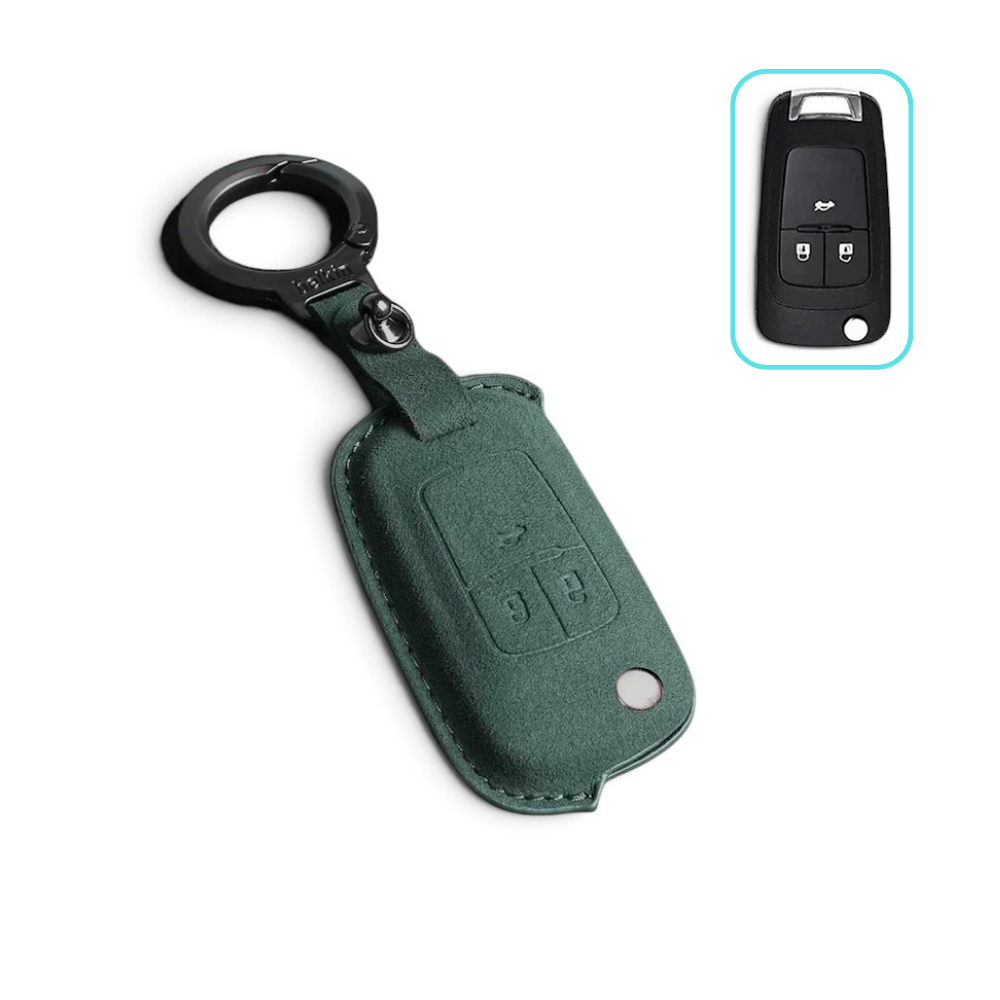 Alcantara Chevrolet Key Case and Key Chain – Protective Key Fob Cover Key Cases Euro Premium Parts Green 3 Buttons