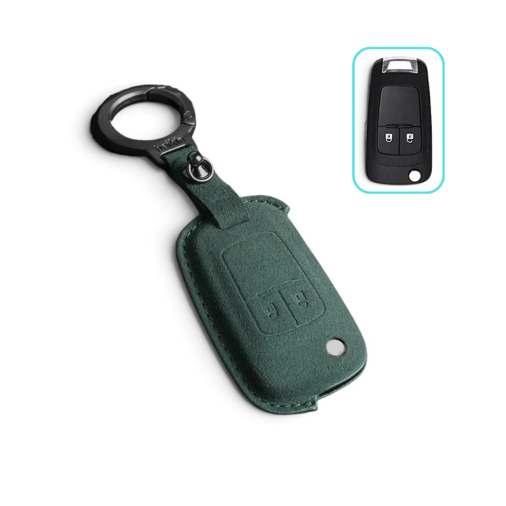 Alcantara Chevrolet Key Case and Key Chain – Protective Key Fob Cover Key Cases Euro Premium Parts Green 2 Buttons