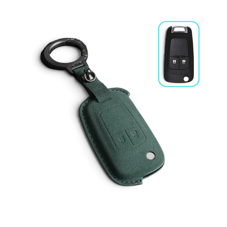 Alcantara Chevrolet Key Case and Key Chain – Protective Key Fob Cover Key Cases Euro Premium Parts Green 2 Buttons