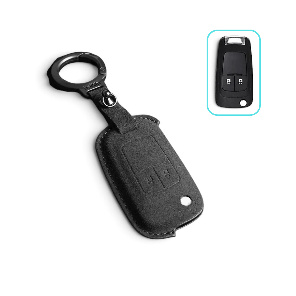 Alcantara Chevrolet Key Case and Key Chain – Protective Key Fob Cover Key Cases Euro Premium Parts Black 2 Buttons