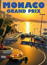 Vintage Formula 1 Racing Automotive Car Poster – Monaco Grand Prix, 1980s
