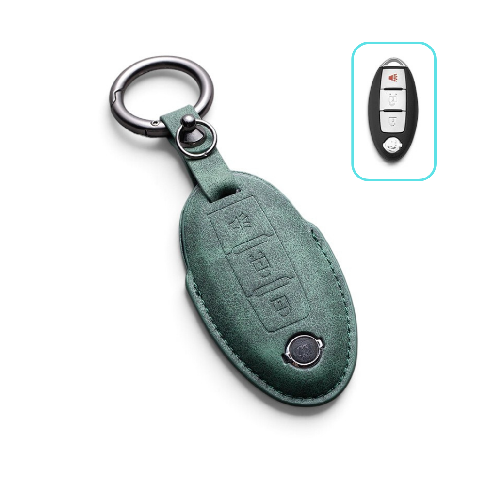 Alcantara Nissan Key Case and Key Chain – Protective Key Fob Cover Key Cases Euro Premium Parts Dark Green Key Type B