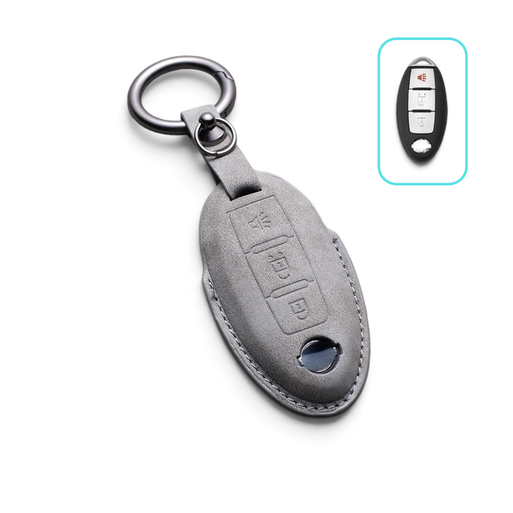 Alcantara Nissan Key Case and Key Chain – Protective Key Fob Cover Key Cases Euro Premium Parts Gray Key Type B
