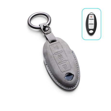 Alcantara Nissan Key Case and Key Chain – Protective Key Fob Cover Key Cases Euro Premium Parts Gray Key Type B