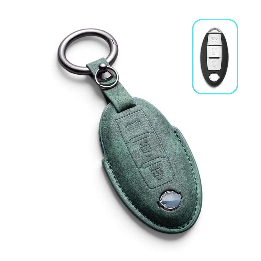 Alcantara Nissan Key Case and Key Chain – Protective Key Fob Cover Key Cases Euro Premium Parts Dark Green Key Type A
