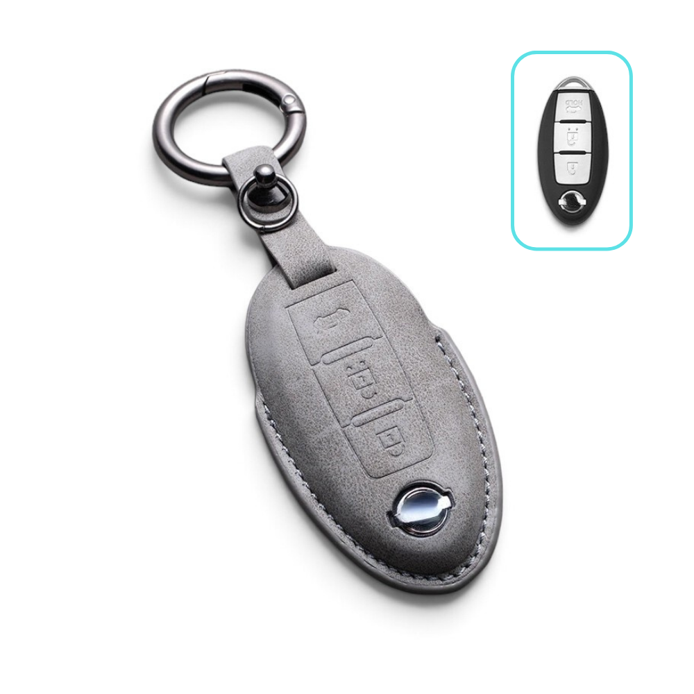 Alcantara Nissan Key Case and Key Chain – Protective Key Fob Cover Key Cases Euro Premium Parts Gray Key Type A
