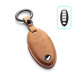 Alcantara Nissan Key Case and Key Chain – Protective Key Fob Cover Key Cases Euro Premium Parts Tan Key Type E