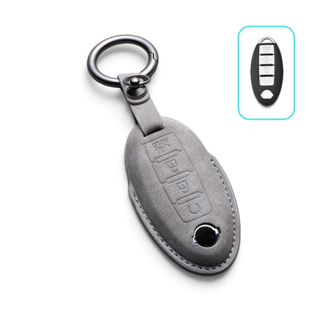 Alcantara Nissan Key Case and Key Chain – Protective Key Fob Cover Key Cases Euro Premium Parts Gray Key Type E