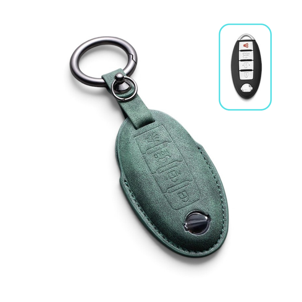 Alcantara Nissan Key Case and Key Chain – Protective Key Fob Cover Key Cases Euro Premium Parts Dark Green Key Type D