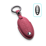 Alcantara Nissan Key Case and Key Chain – Protective Key Fob Cover Key Cases Euro Premium Parts Dark Red Key Type D