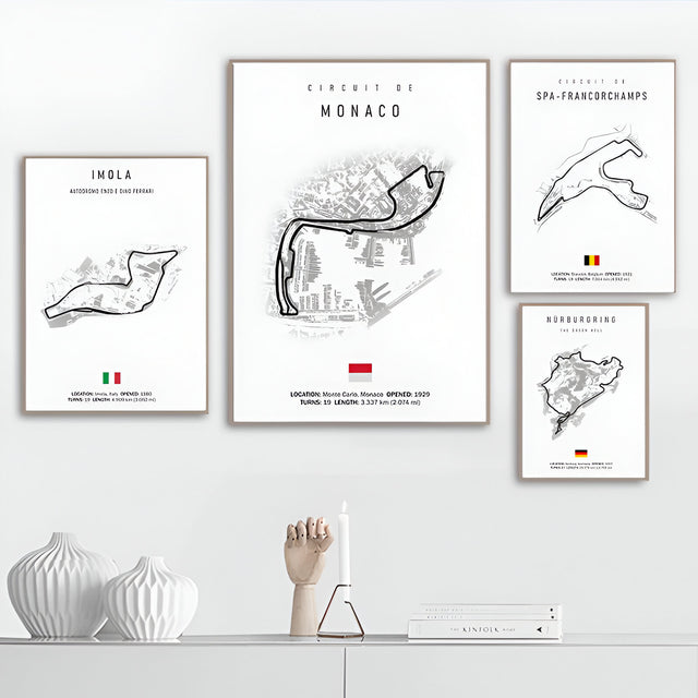 F1 car poster track of Yas Marina | Wall art for your interior decoration Euro Premium Parts