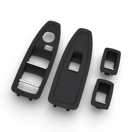 Window Switch Trim Plates in Black, Beige, Gray and Carbon look for BMW 4 Series F32 M4 F82 - 2012 to 2019 Euro Premium Parts Black Complete Kit (x4) (without folding mirrors)