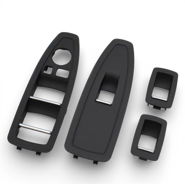 Window Switch Trim Plates in Black, Beige, Gray and Carbon look for BMW 4 Series F32 M4 F82 - 2012 to 2019 Euro Premium Parts Black Complete Kit (x4) (with folding mirrors)