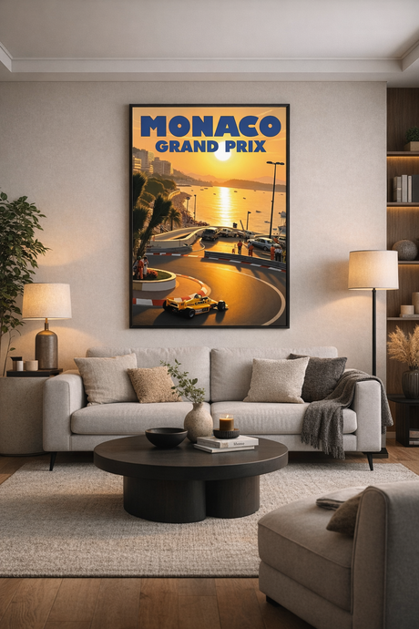 Vintage Formula 1 Racing Automotive Car Poster – Monaco Grand Prix, 1980s