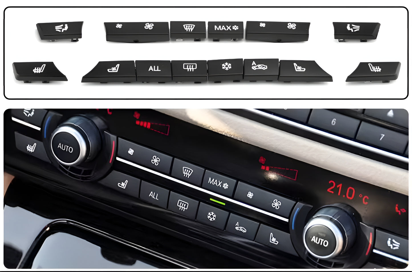 Set of climate control buttons for BMW 5 Series and M5 F10 (2010 to 2017)